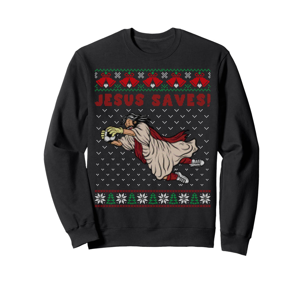 Jesus Saves Football Goalkeeper Goal Sweatshirt - Minimalist Print Unisex