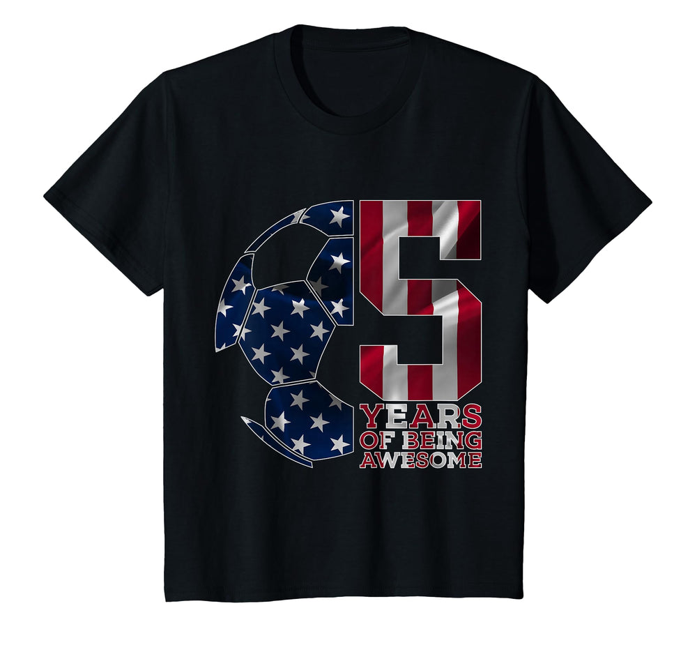 5 Years Being Awesome Soccer 5Th T-Shirt - Minimalist Print Men Women
