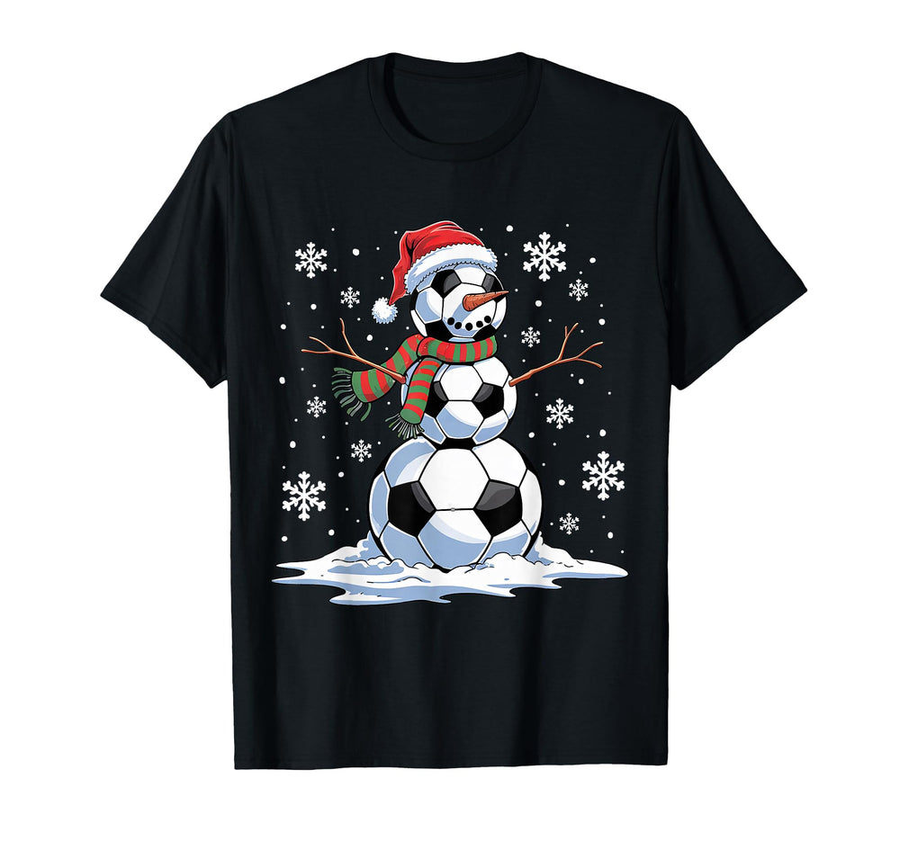 Soccer Snowman Soccer Player Santa Hat T-Shirt - Unique Graphic for Adults