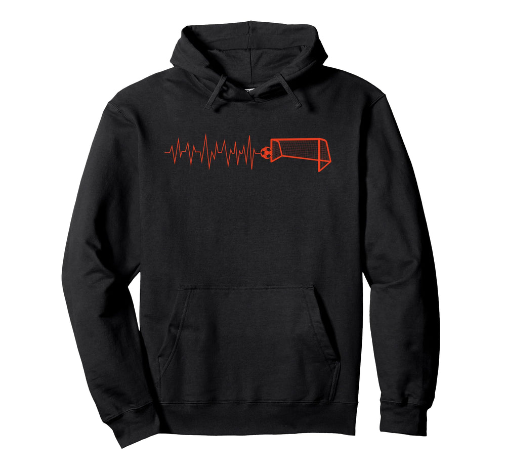 Funny Soccer Heartbeat Ecg Football Goal Hoodie - Trendy Graphic Unisex