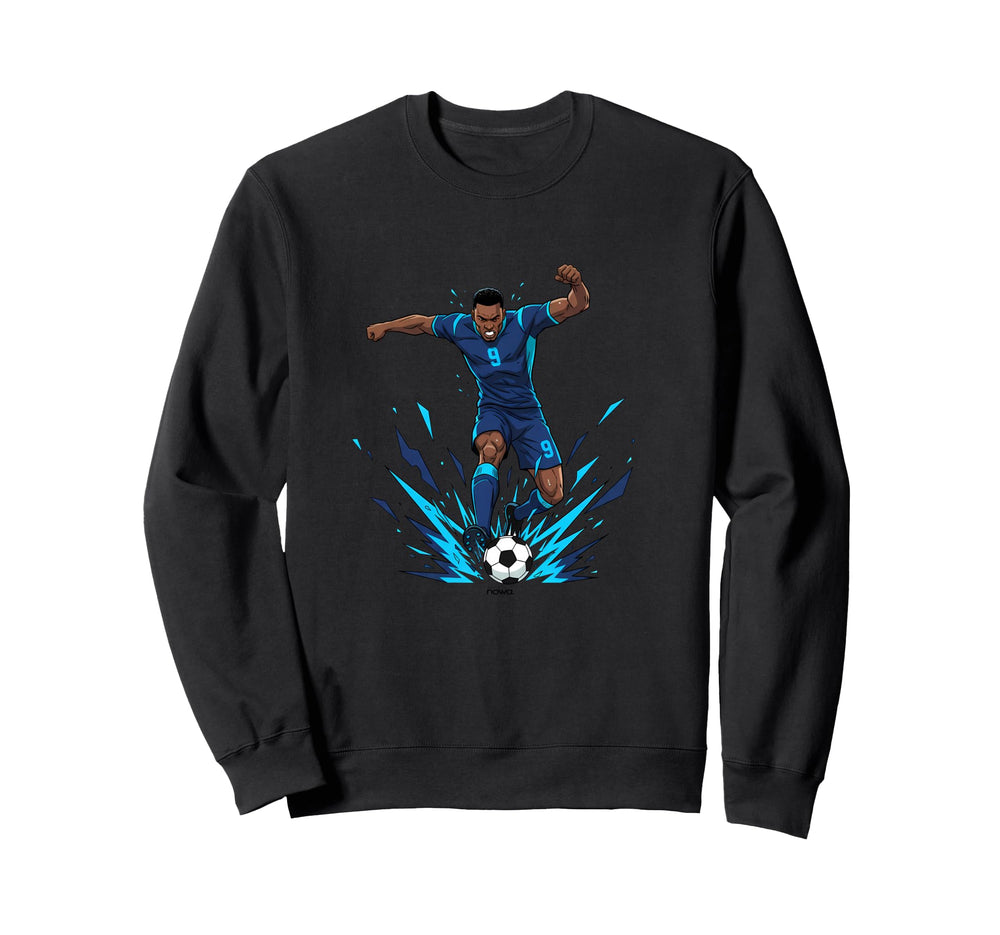 Football Soccer Blue Striker Rain Sweatshirt - Unique Graphic for Adults