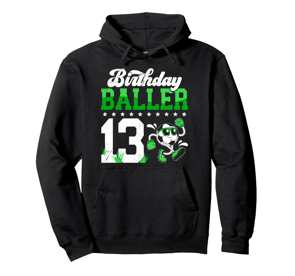 13Th Soccer Birthday Party Thirteen Hoodie - Minimalist Print for Adults