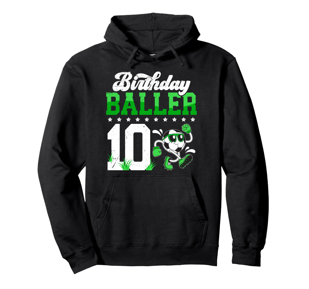 10Th Soccer Birthday Party Ten Year Old Hoodie - Graphic Print Unisex