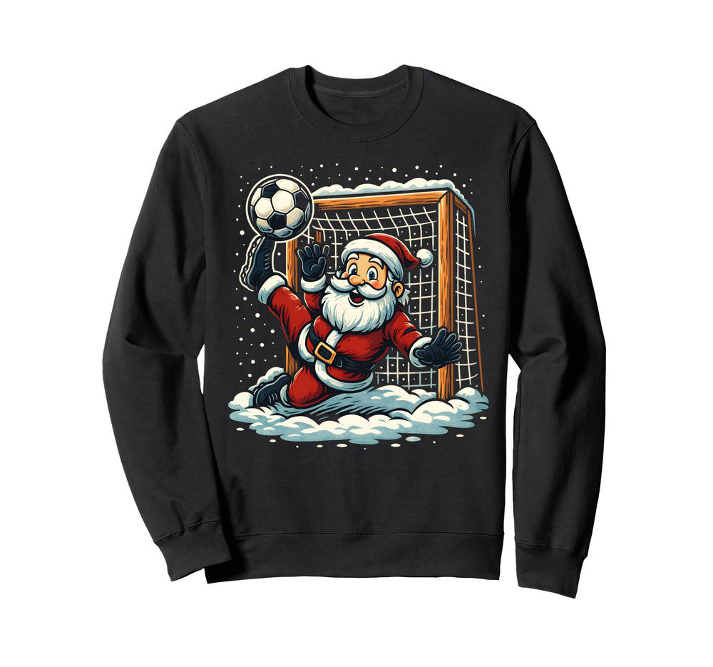 Santa Claus Soccer Goalie Sports Playing Sweatshirt - Graphic Print Unisex