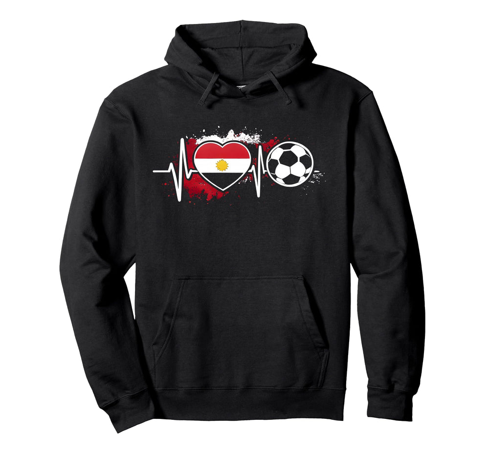 Football Pulse Egypt Flag Heartbeat Hoodie - Aesthetic Graphic Men Women