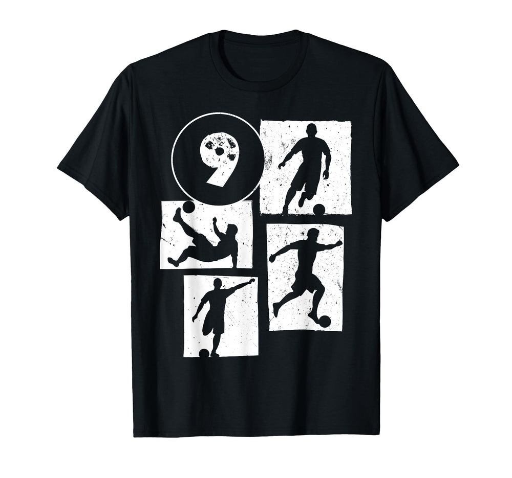 9Th Birthday Soccer Player Football T-Shirt - Minimalist Print for Adults
