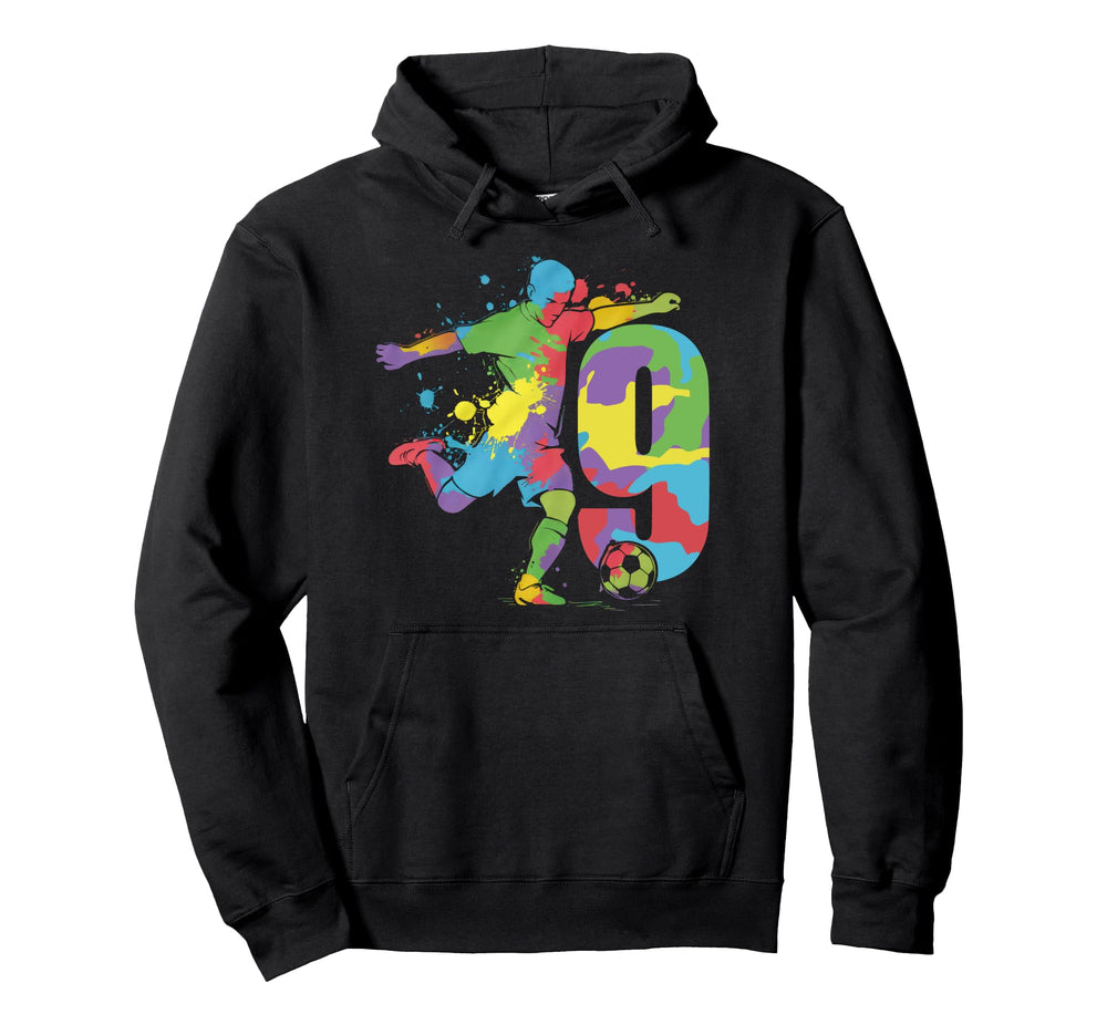 9 Soccer Birthday Gift Soccer Fan Sports Hoodie - Graphic Print for Adults