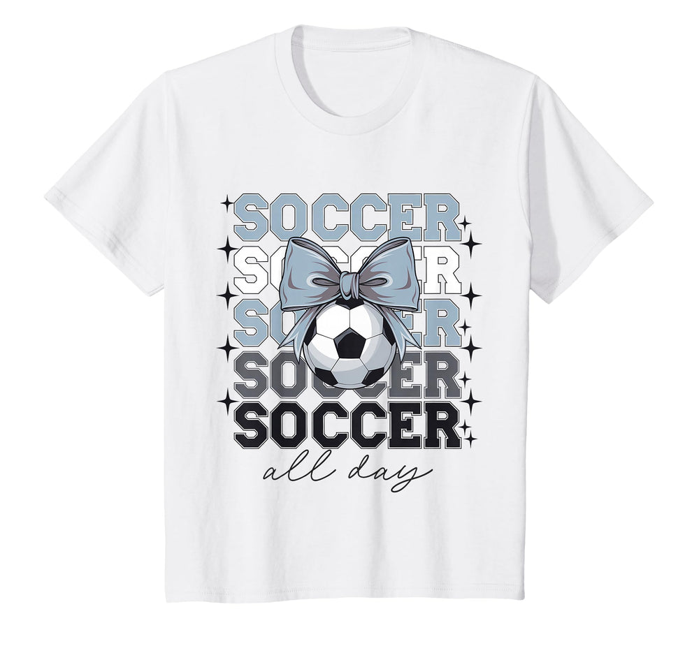 Groovy Soccer Coquette Bow Soccer All Day T-Shirt - Trendy Graphic Unisex