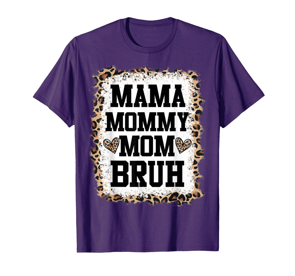 Mama Mommy Mom Bruh Bleached Leopard T-Shirt - Minimalist Print for Adults