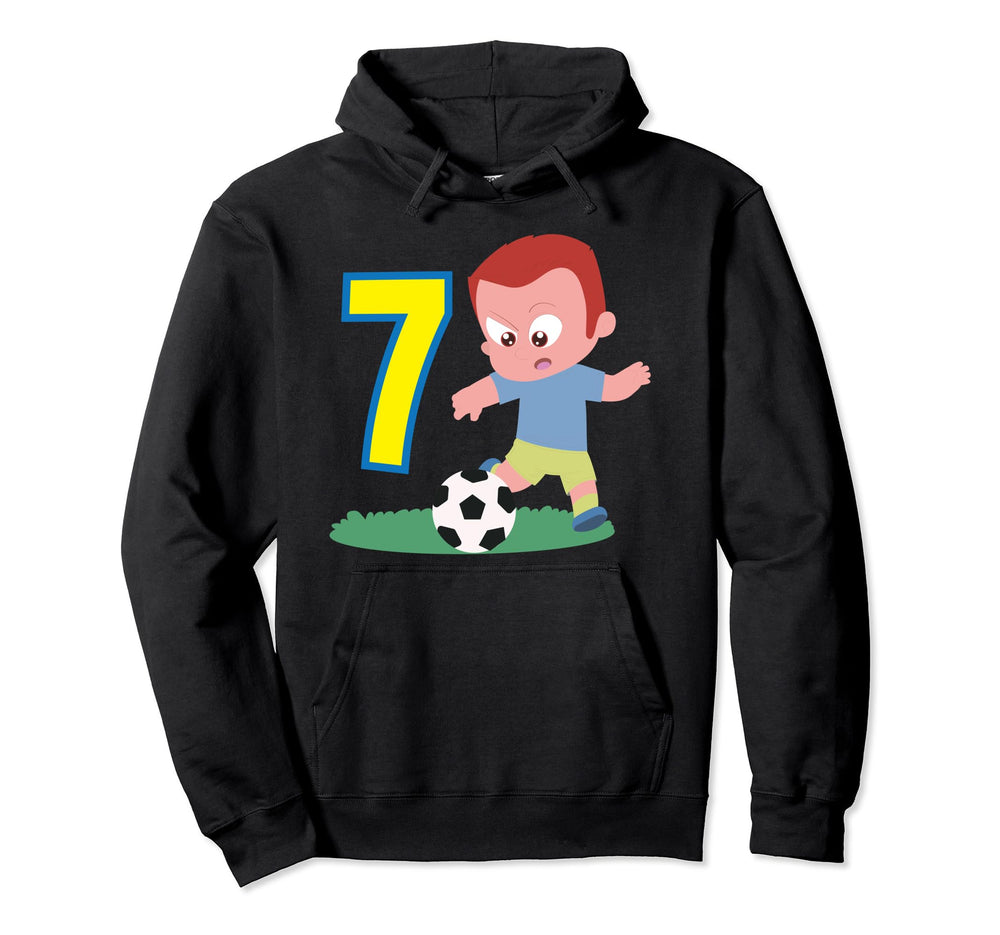 7Th Birthday 7 Years Soccer Football Hoodie - Unique Graphic Men Women
