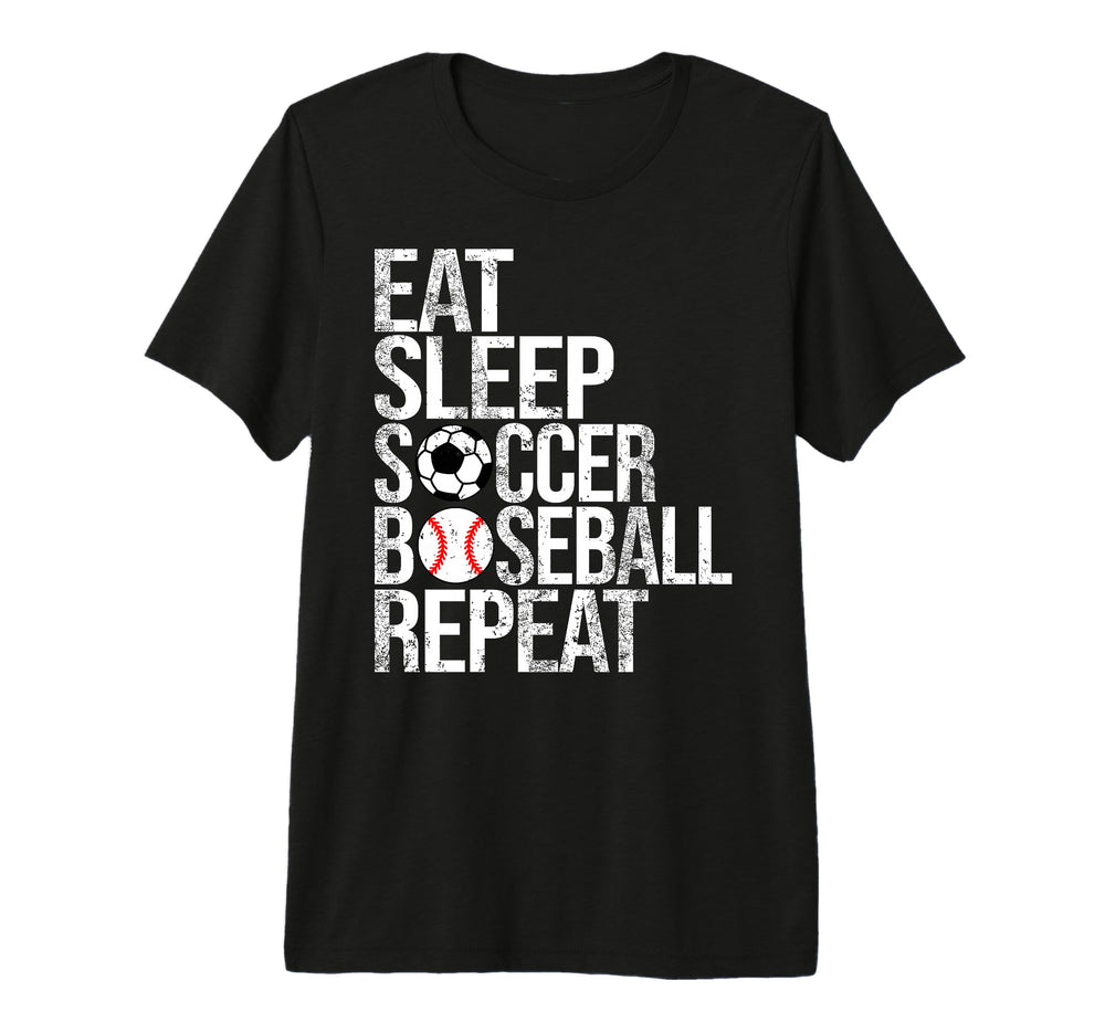 Eat Sleep Soccer Baseball Repeat T-Shirt - Streetwear Style for Adults