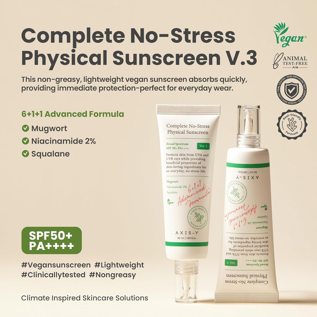 AXIS-Y Complete No-Stress Physical Sunscreen SPF50+ PA++++ - Snipetell