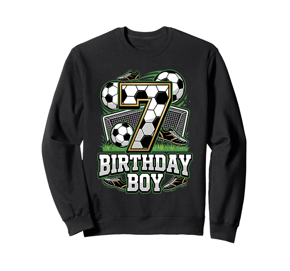 7Th Birthday 7 Year Old Soccer Ball Sweatshirt - Custom Art Print Unisex