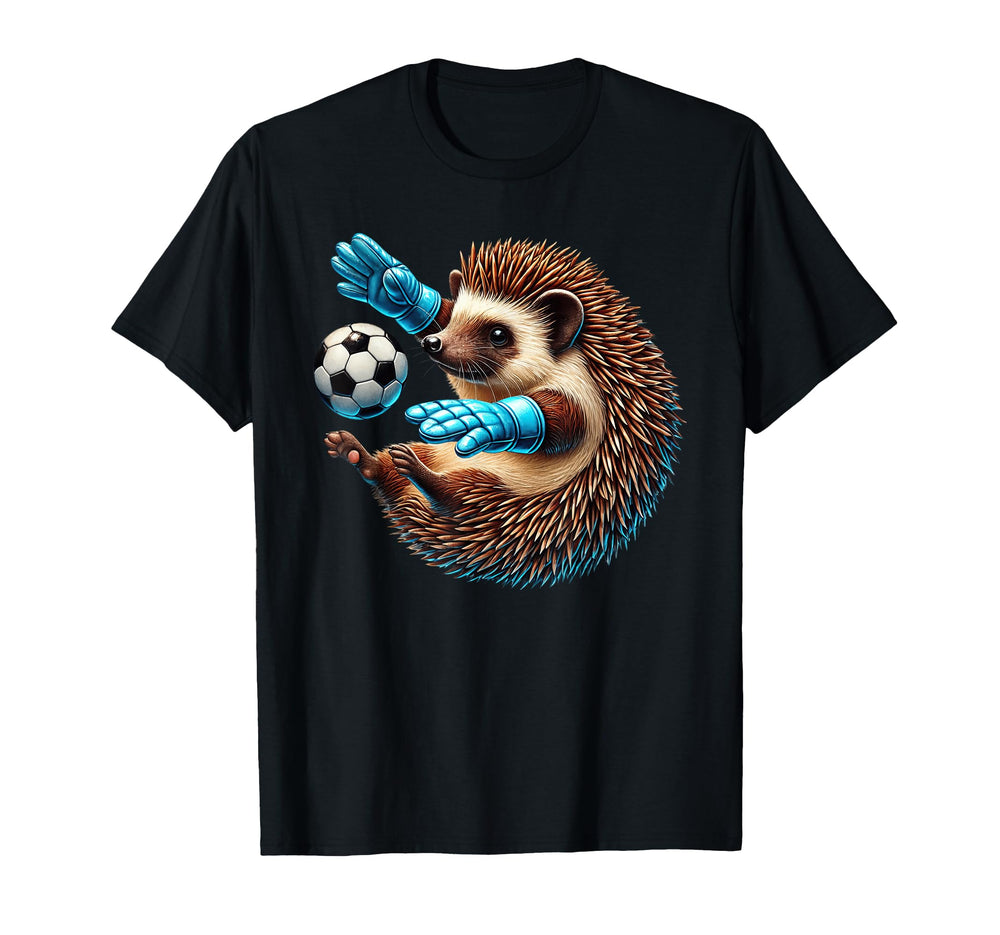 Hedgehog Soccer Goalie Animal Player T-Shirt - Novelty Apparel Unisex