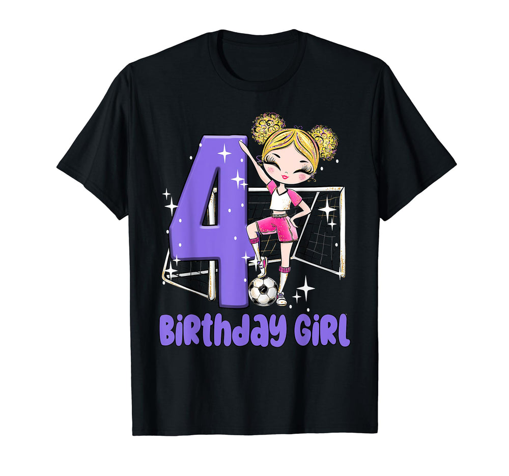 4Th Birthday Soccer Ball Net Party T-Shirt - Fun Novelty Design Men Women