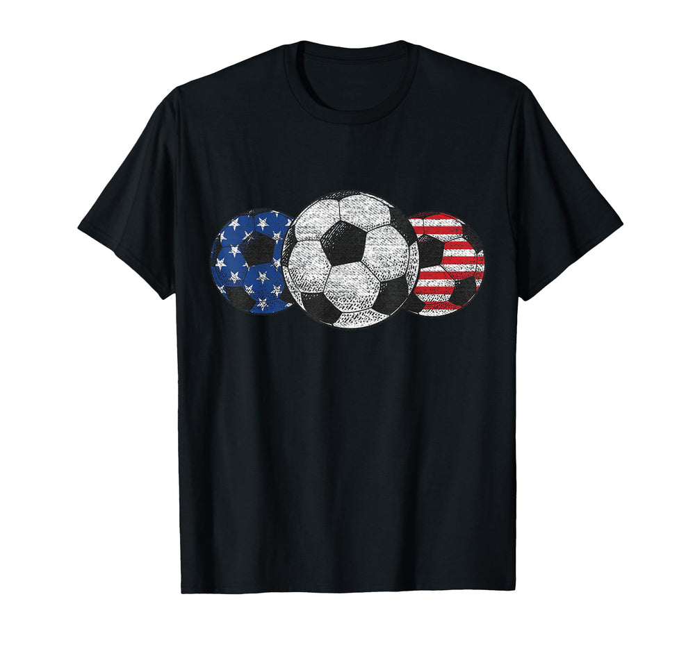 Soccer Red White Blue American Flag T-Shirt - Aesthetic Graphic for Adults