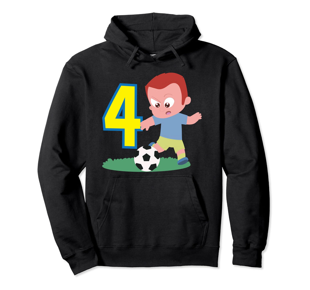 4Th Birthday 4 Years Soccer Football Hoodie - Casual Everyday Wear Unisex