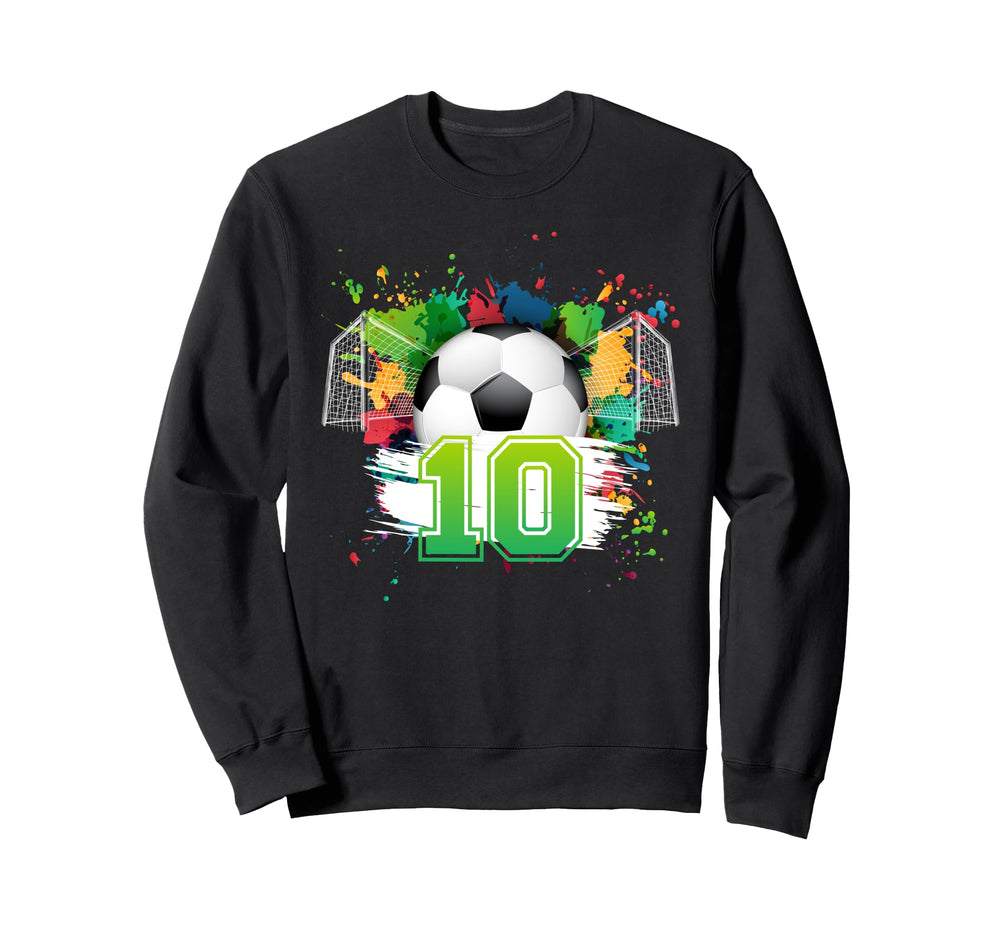 10Th Soccer Birthday Party 10 Year Sweatshirt - Graphic Print Men Women