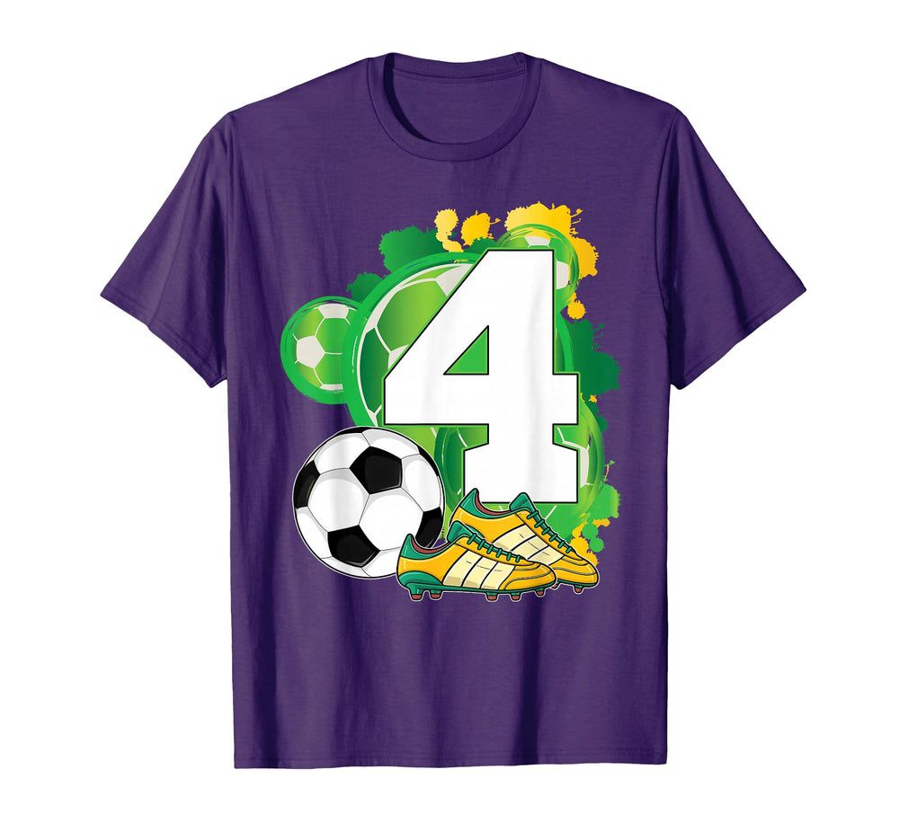 4Th Birthday Soccer Theme Party 4 T-Shirt - Novelty Apparel Men Women