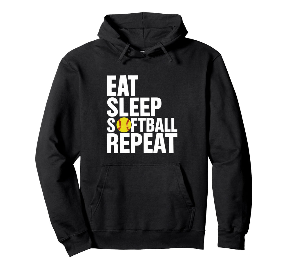 Eat Sleep Softball Repeat Hoodie - Minimalist Print Men Women