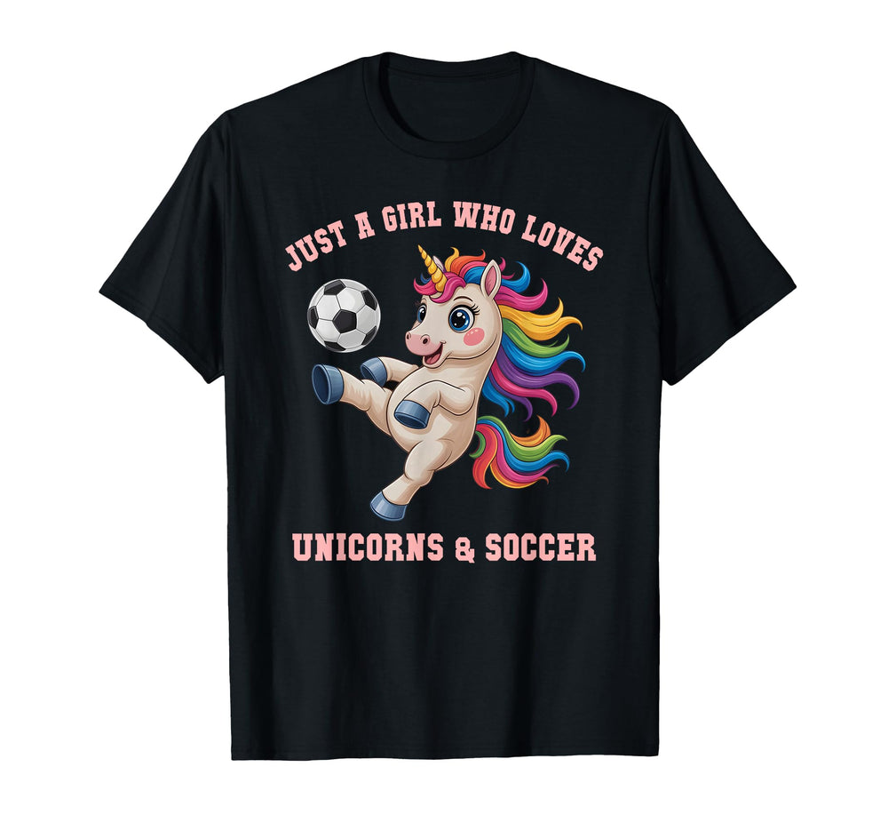 Just Who Loves Soccer Unicorn Ball T-Shirt - Streetwear Style Men Women