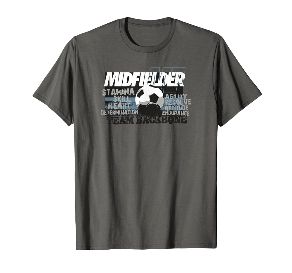 Soccer Midfielder Team Backbone T-Shirt - Minimalist Print for Adults