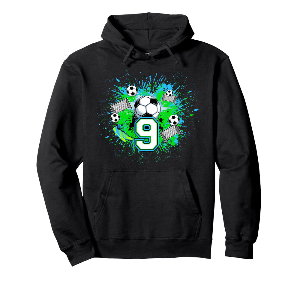 9Th Soccer Birthday Party 9 Year Old Hoodie - Graphic Print Men Women