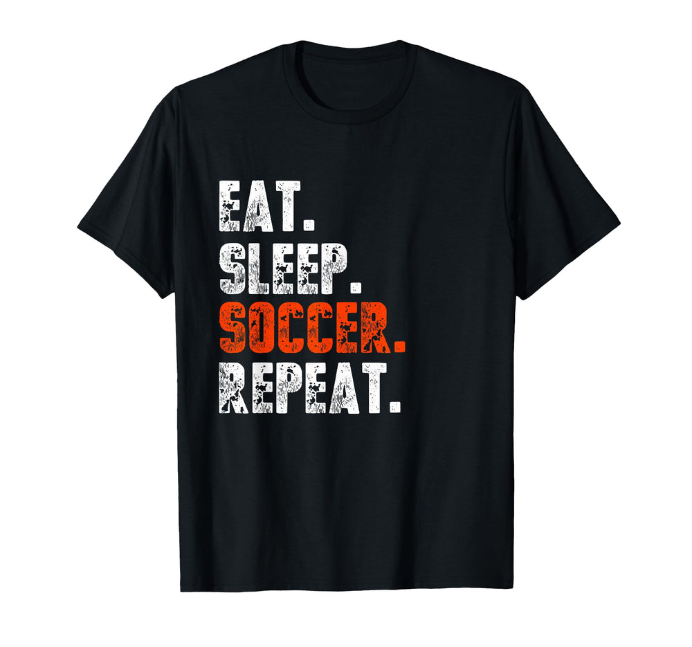 Eat Sleep Soccer Repeat Funny T-Shirt - Minimalist Print for Adults