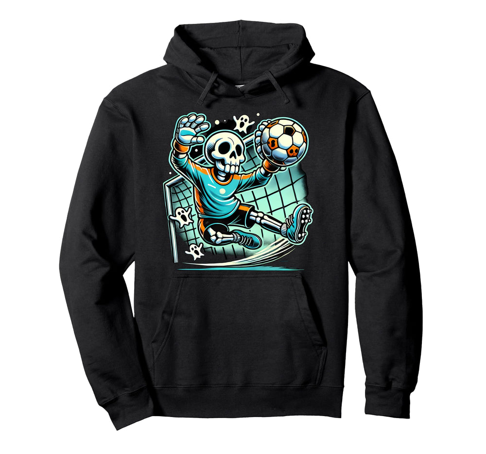 Halloween Skeleton Goalie Soccer Hoodie - Casual Everyday Wear Men Women