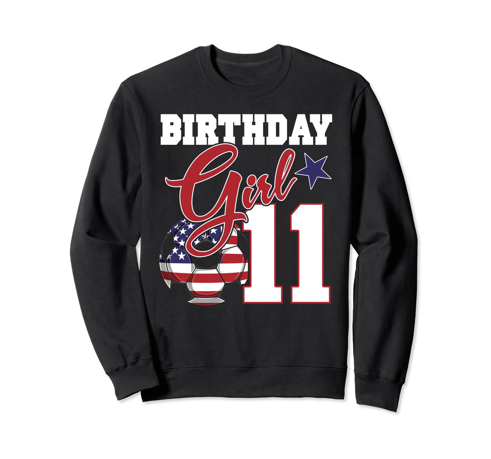 11Th Birthday Party American Flag Sweatshirt - Aesthetic Graphic Unisex