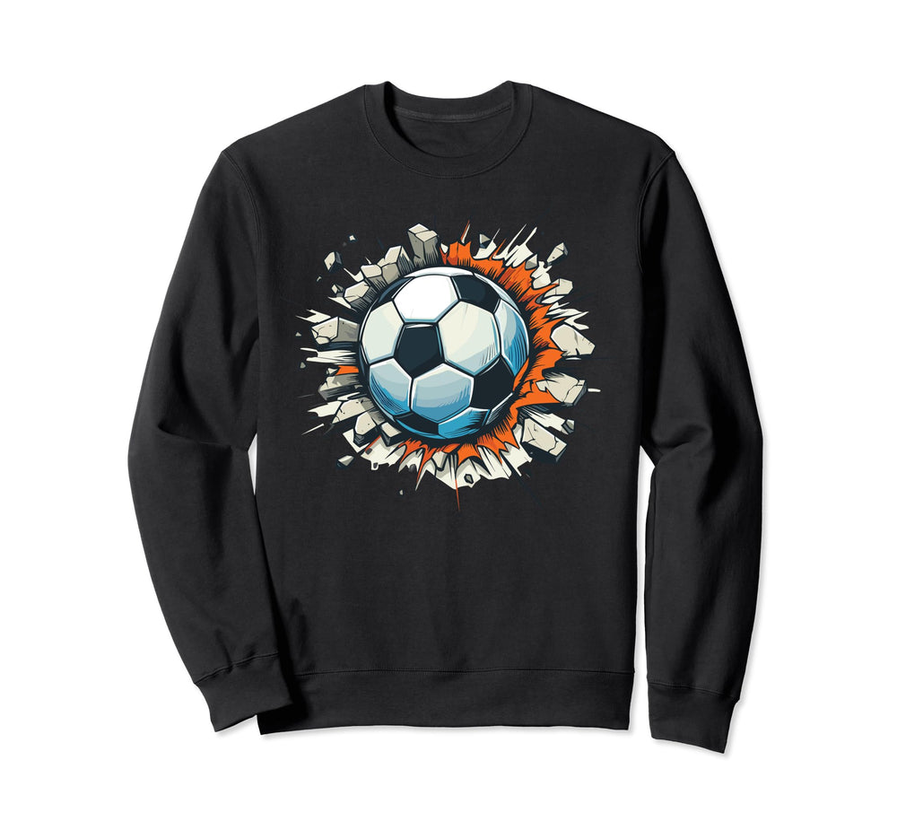 Soccer Ball Break Wall Soccer Sweatshirt - Fun Novelty Design for Adults
