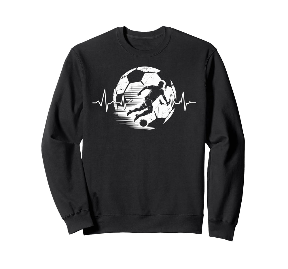 Heartbeat Soccer Player Ball Soccer Sweatshirt - Unique Graphic Unisex