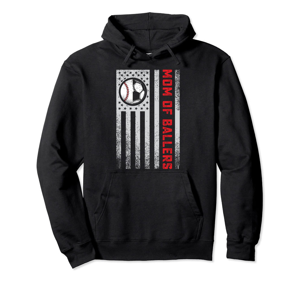 American Flag Mom Soccer Daughter Son Hoodie - Unique Graphic Men Women