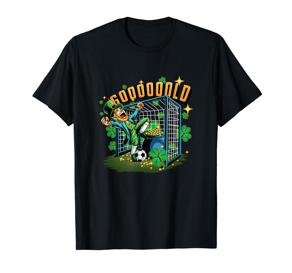 St Patricks Day Soccer Goal Cheering T-Shirt - Graphic Print for Adults