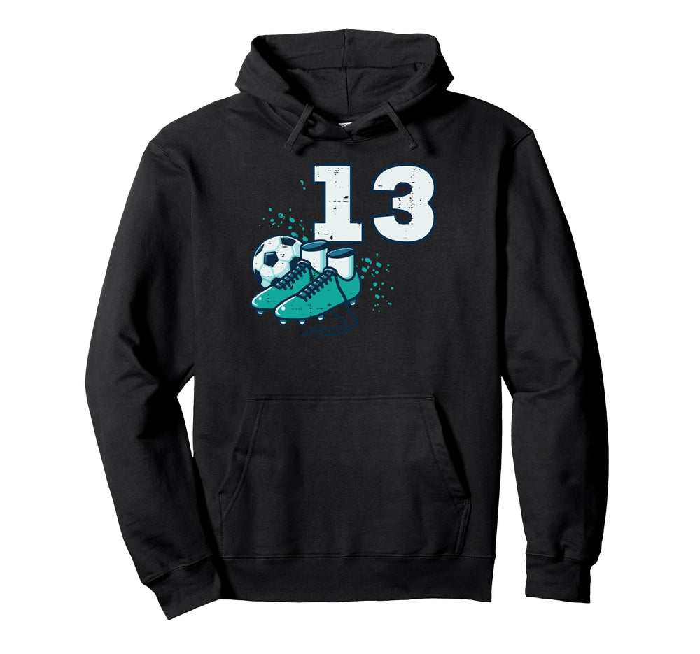 13Th Birthday Soccer Ball Shoes Hoodie - Trendy Graphic for Adults
