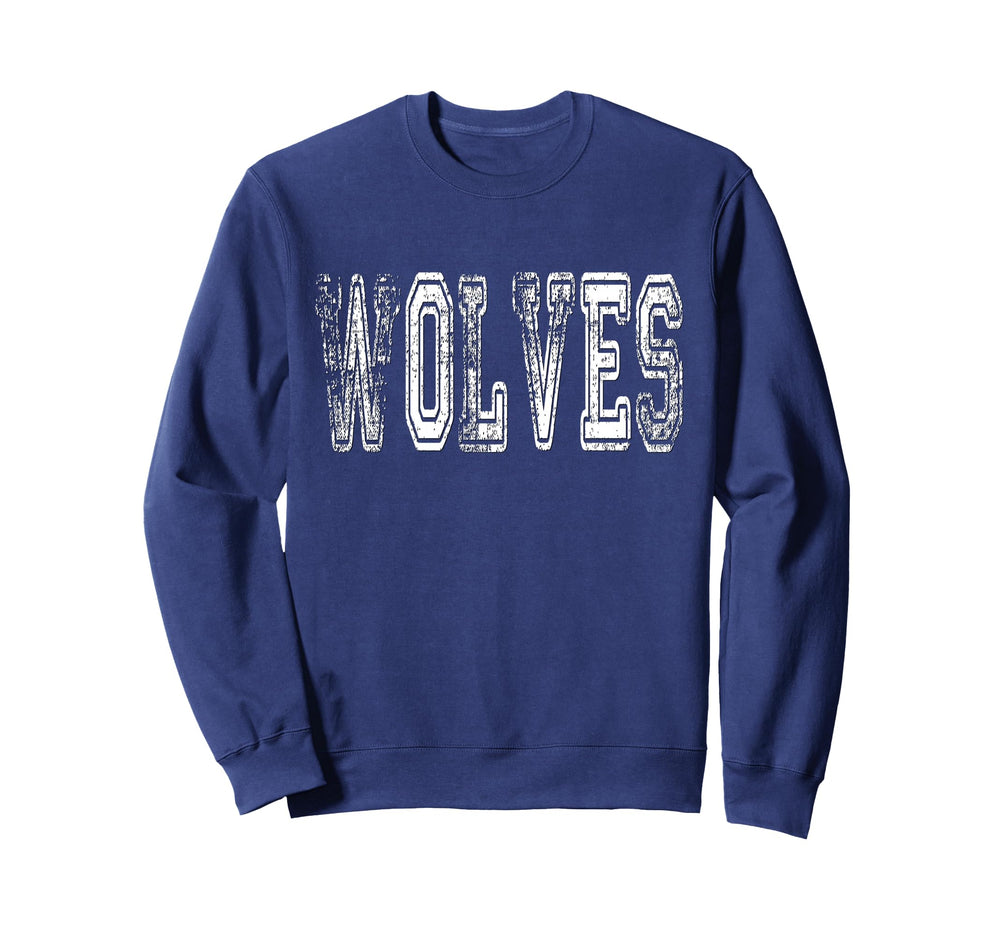 Wolves Mascot Distressed School Sweatshirt - Custom Art Print Men Women