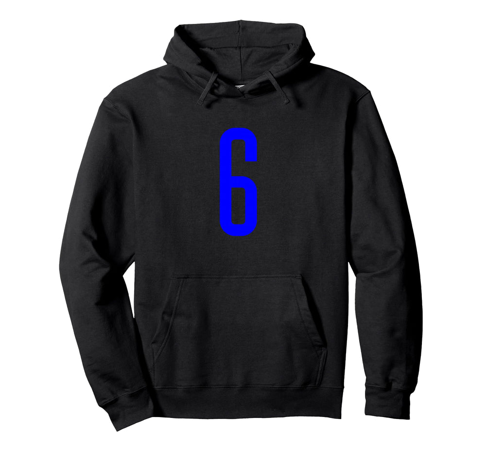 Blue Sport Team Number 6 Hoodie - Graphic Print Men Women