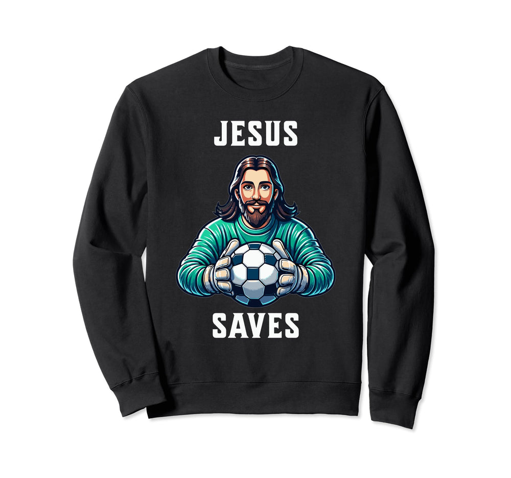 Jesus Soccer Football Christianity Sweatshirt - Graphic Print Unisex