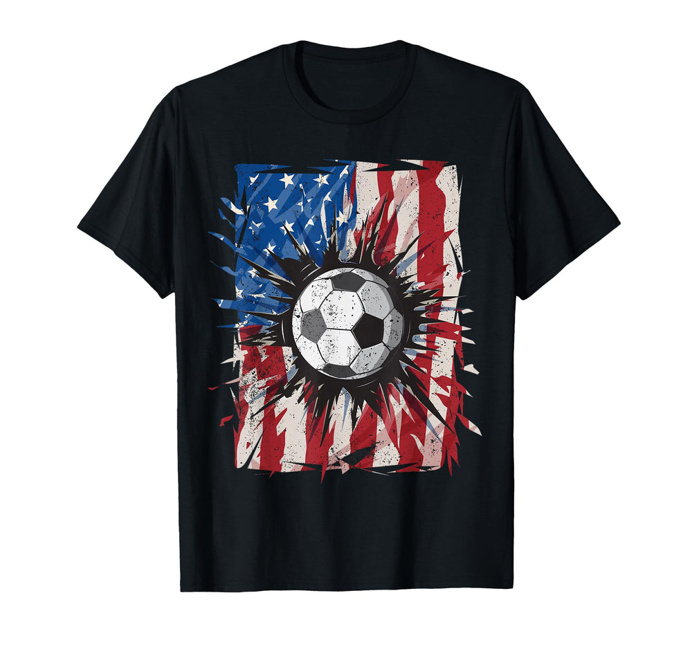 Patriotic Soccer 4Th July Usa American T-Shirt - Custom Art Print Unisex