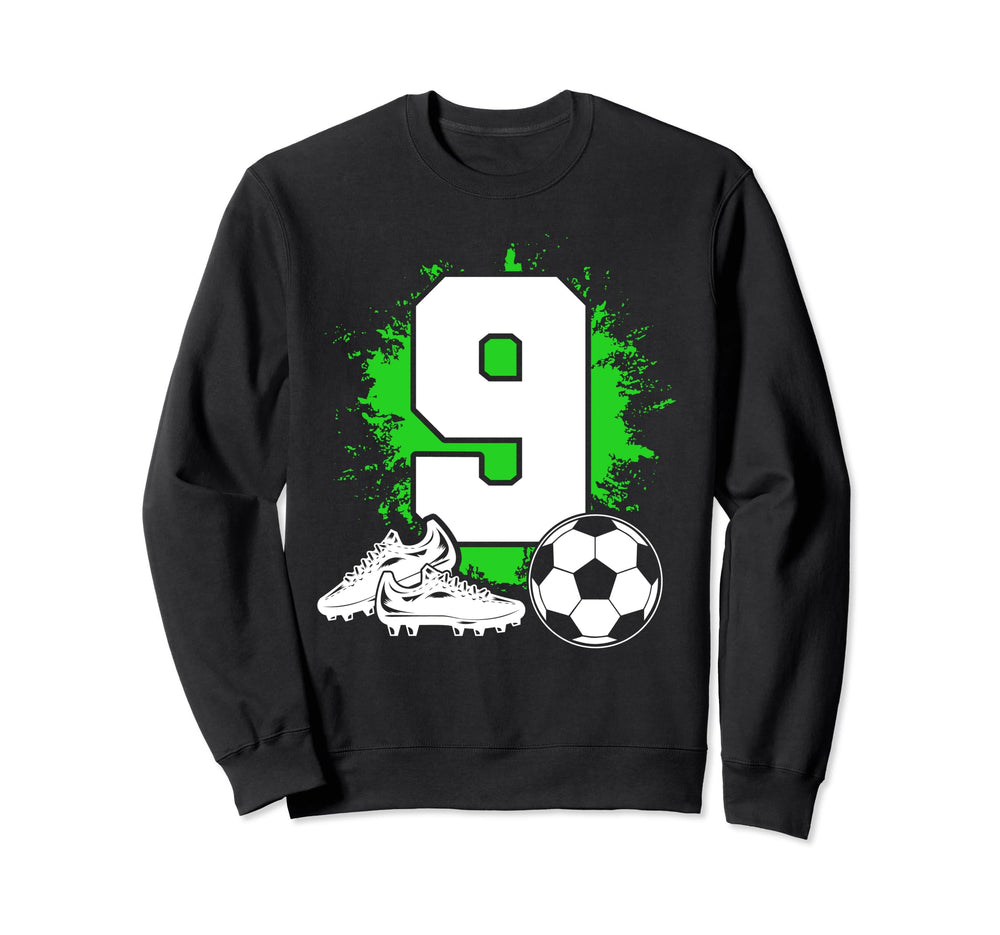 9 Soccer Birthday Player Bday Sweatshirt - Aesthetic Graphic for Adults