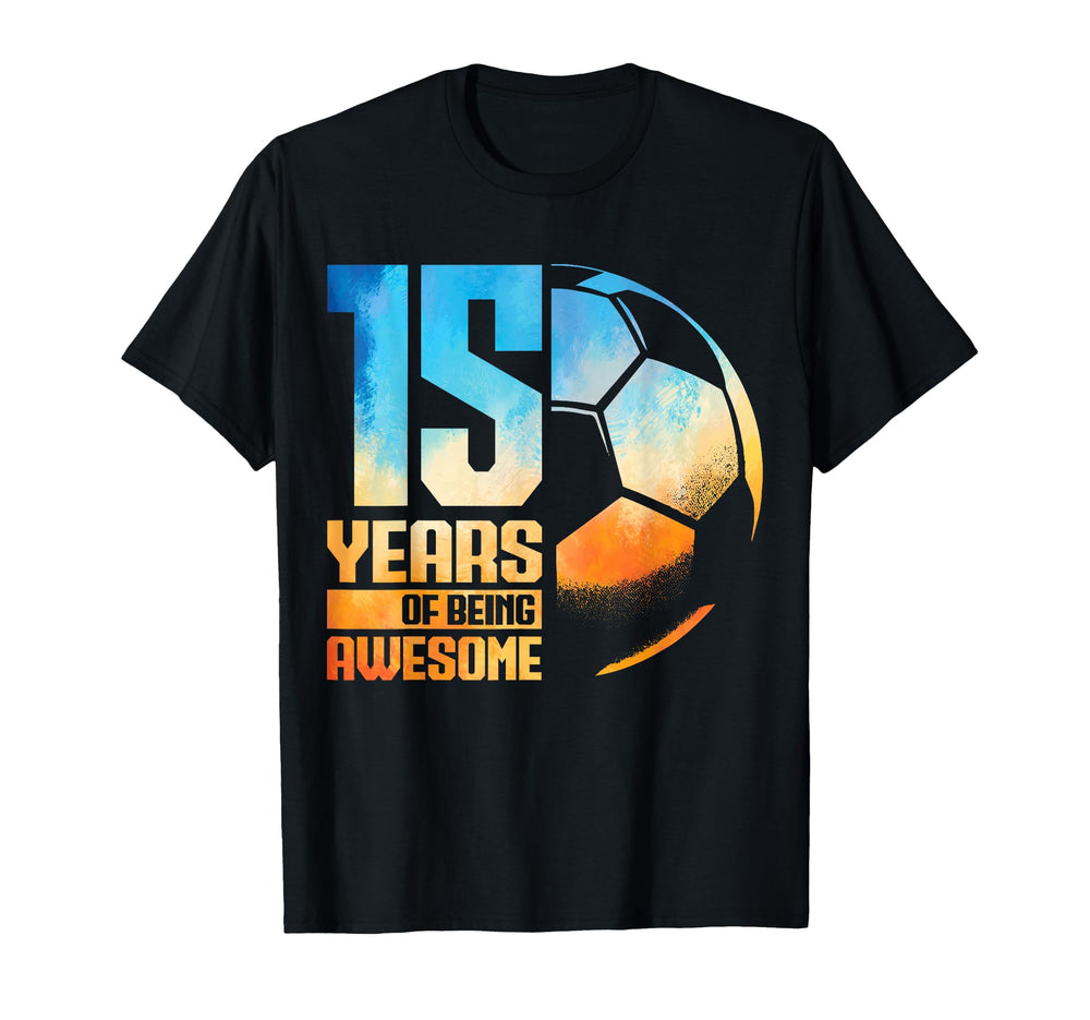 15Th Birthday Soccer Player Football 15 T-Shirt - Trendy Graphic Men Women