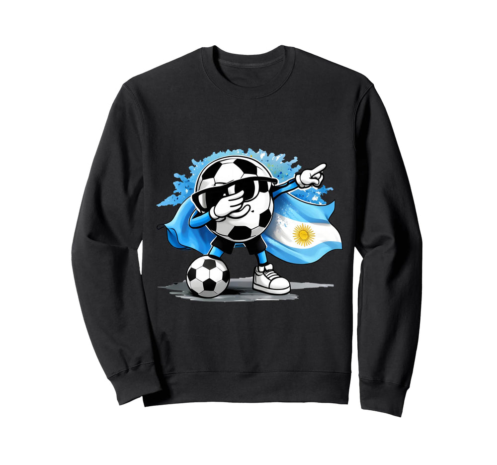 Dabbing Ball Soccer Argentina Flag Sweatshirt - Novelty Apparel Men Women