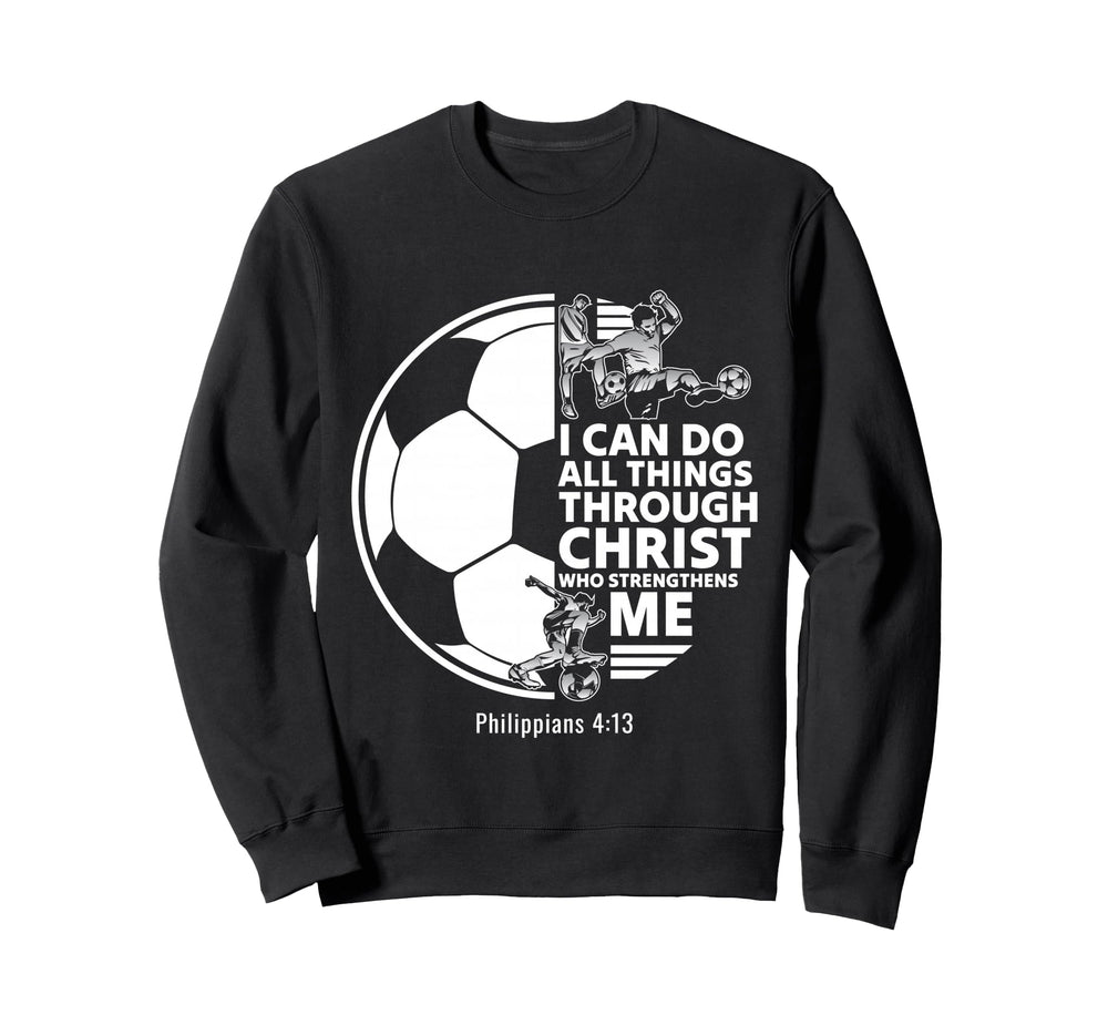 Christian Soccer Faith Verse Sweatshirt - Aesthetic Graphic for Adults