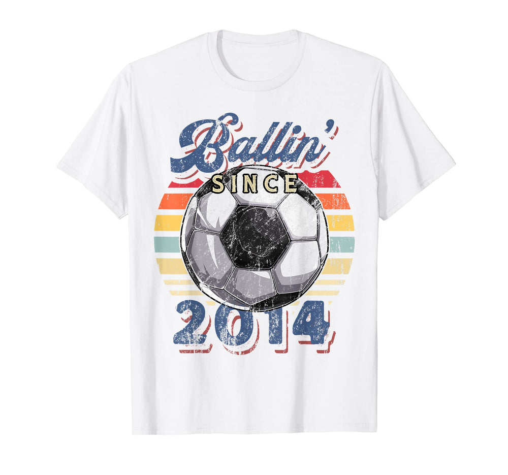 Ballin Since 2014 8Th Soccer Birthday T-Shirt - Trendy Graphic Men Women