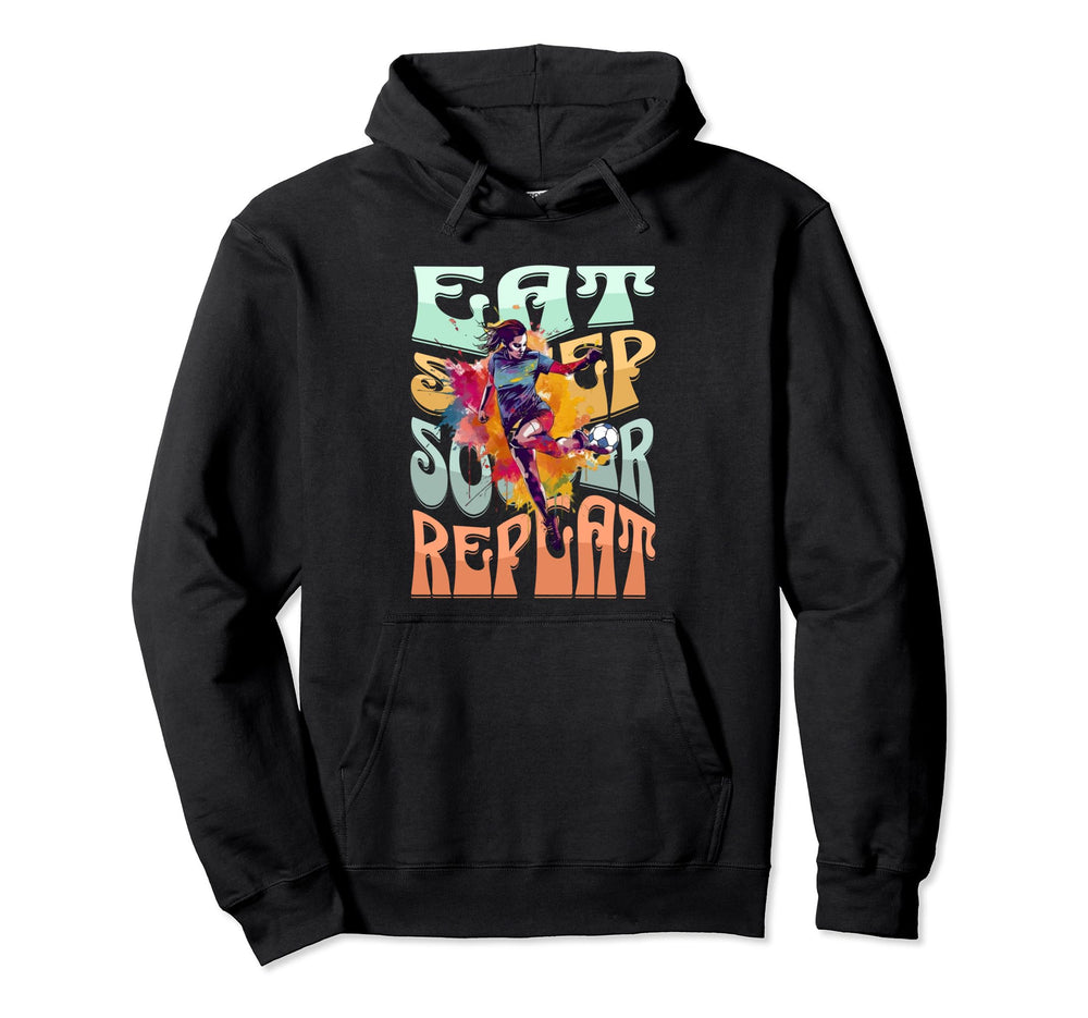 Eat Sleep Soccer Repeat Soccer Gifts Hoodie - Minimalist Print for Adults