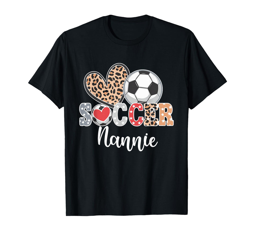 Soccer Nannie Leopard Heart T-Shirt - Minimalist Print for Adults