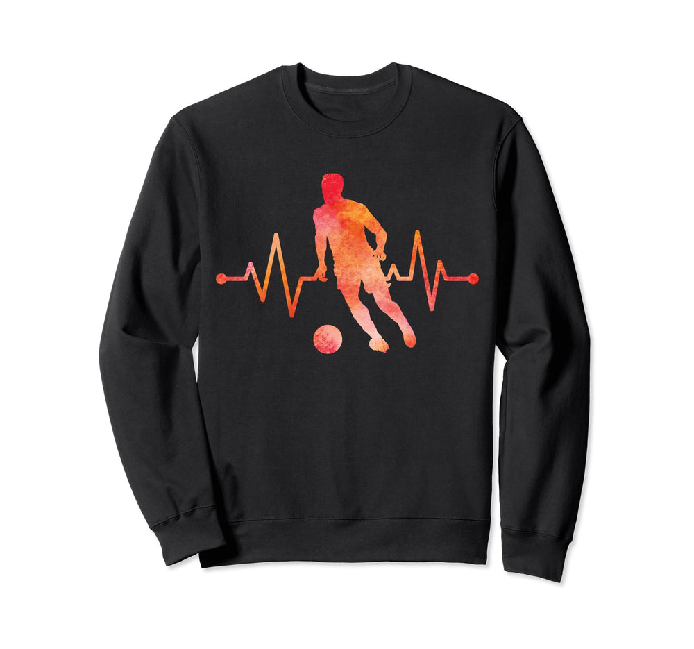 Soccer Player Heartbeat Soccer Sweatshirt - Minimalist Print for Adults