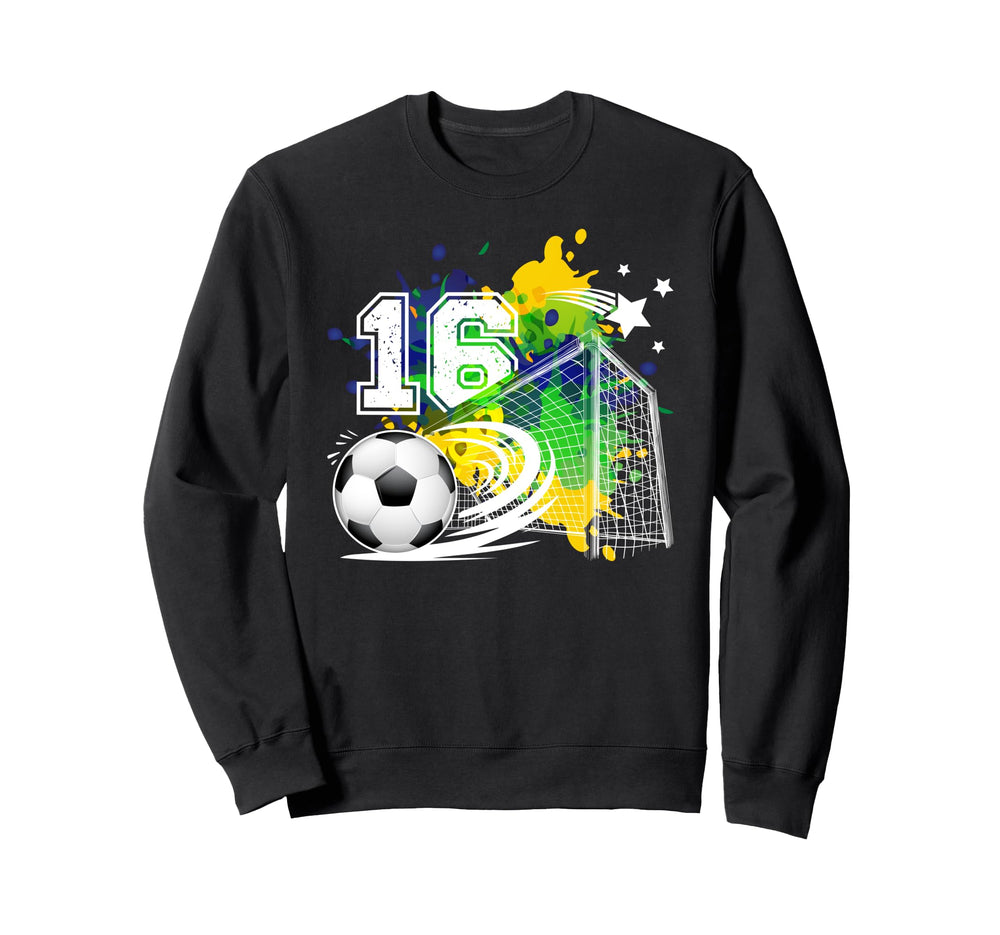 16Th Soccer Birthday Party 16 Year Sweatshirt - Custom Art Print Men Women