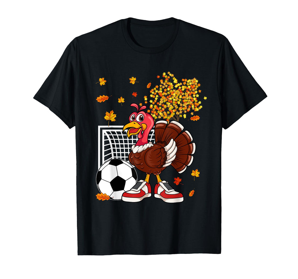 Turkey Playing Soccer Thanksgiving T-Shirt - Minimalist Print for Adults