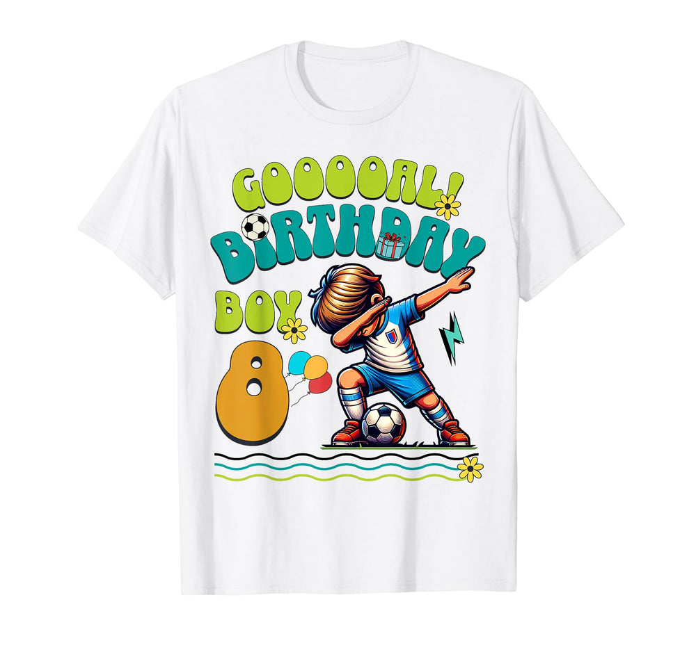 8Th Birthday 8 Year Soccer Football T-Shirt - Graphic Print for Adults